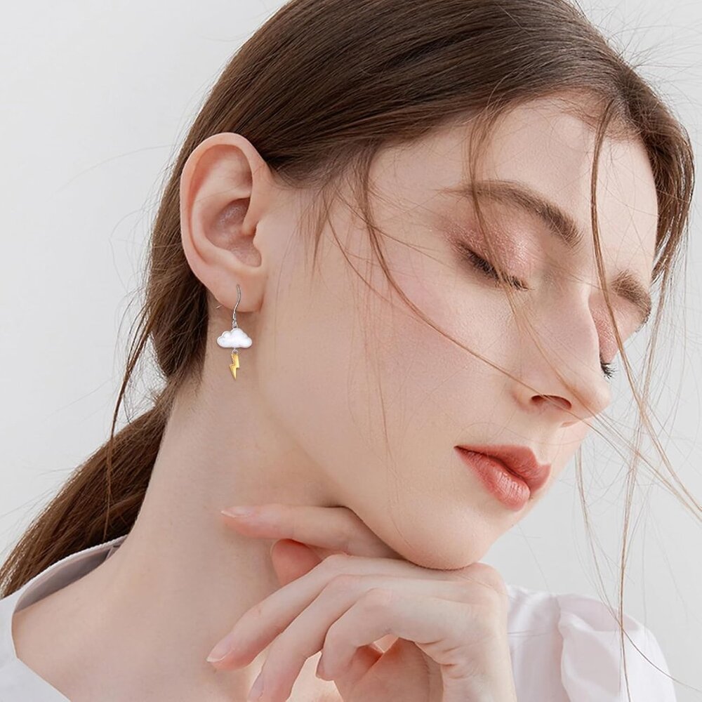 Mountain Dangle Silver Cloud Lightning Earrings F… - image 5
